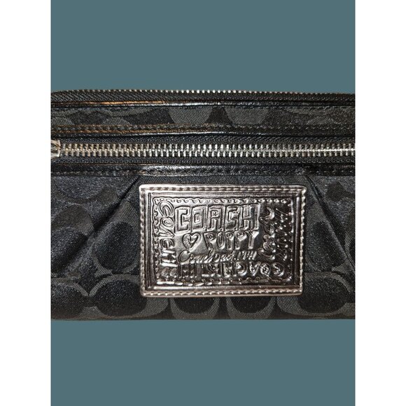Coach Poppy Wristlet Signature Monogram Wallet Black - Picture 3 of 13